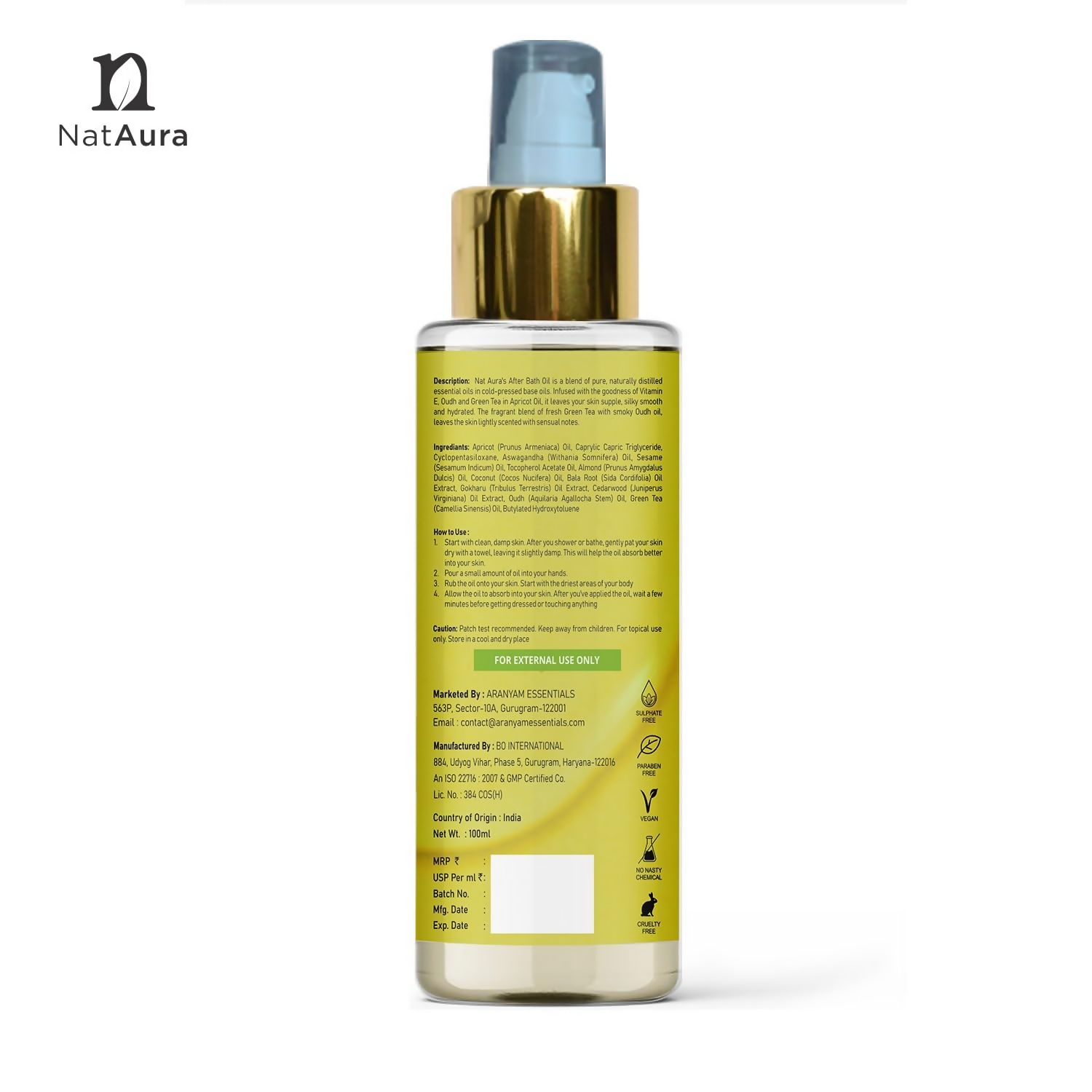 NatAura Oudh & Green Tea Bath & Body Oil