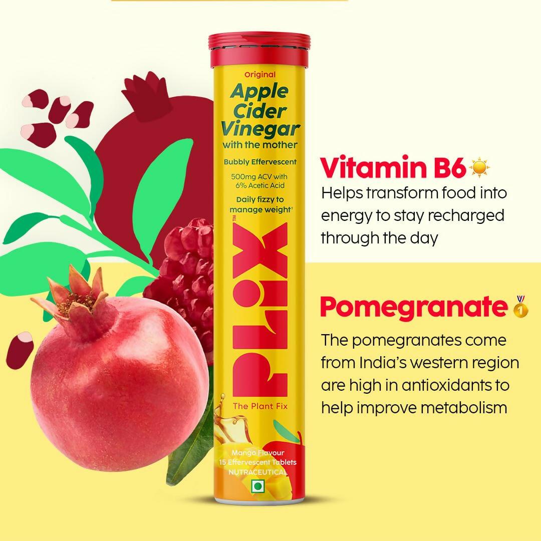 PLIX The Plant Fix Apple Cider Vinegar Effervescent Tablets with Mother - Mango