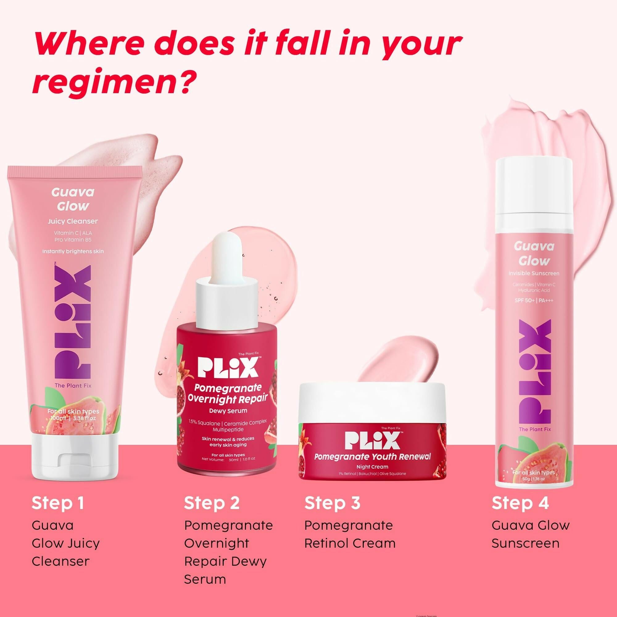 PLIX The Plant Fix Pomegranate Overnight Repair Dewy Serum - Reduce Fine Lines & Wrinkles