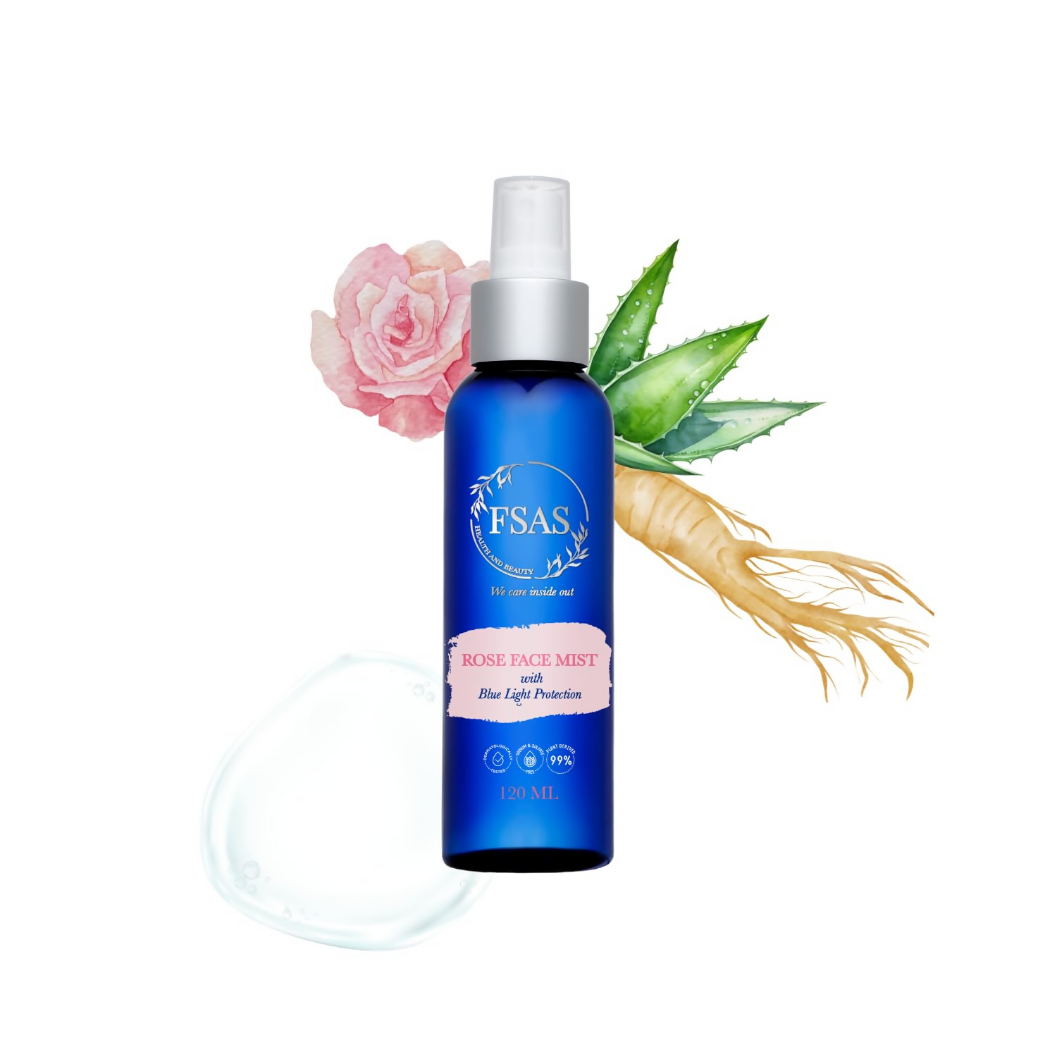 FSAS Health and Beauty 99% Plant Derived Rose Face Mist