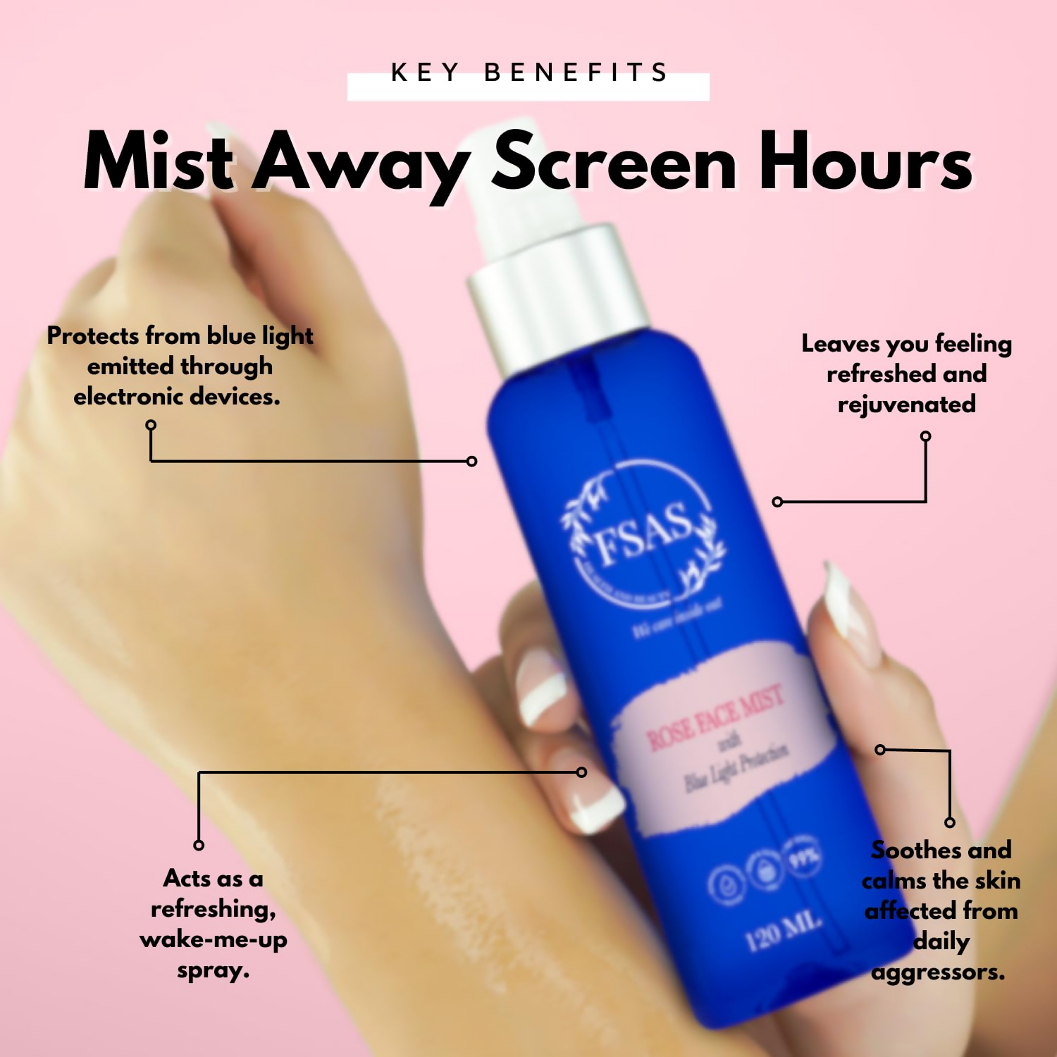 FSAS Health and Beauty 99% Plant Derived Rose Face Mist