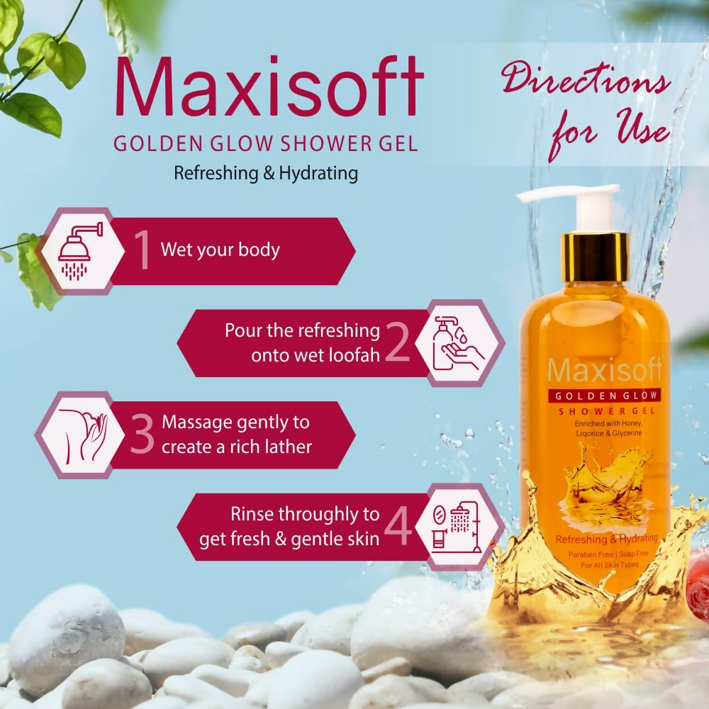 Maxisoft Golden Glow Shower Gel Refreshing & Hydrating pH Balanced