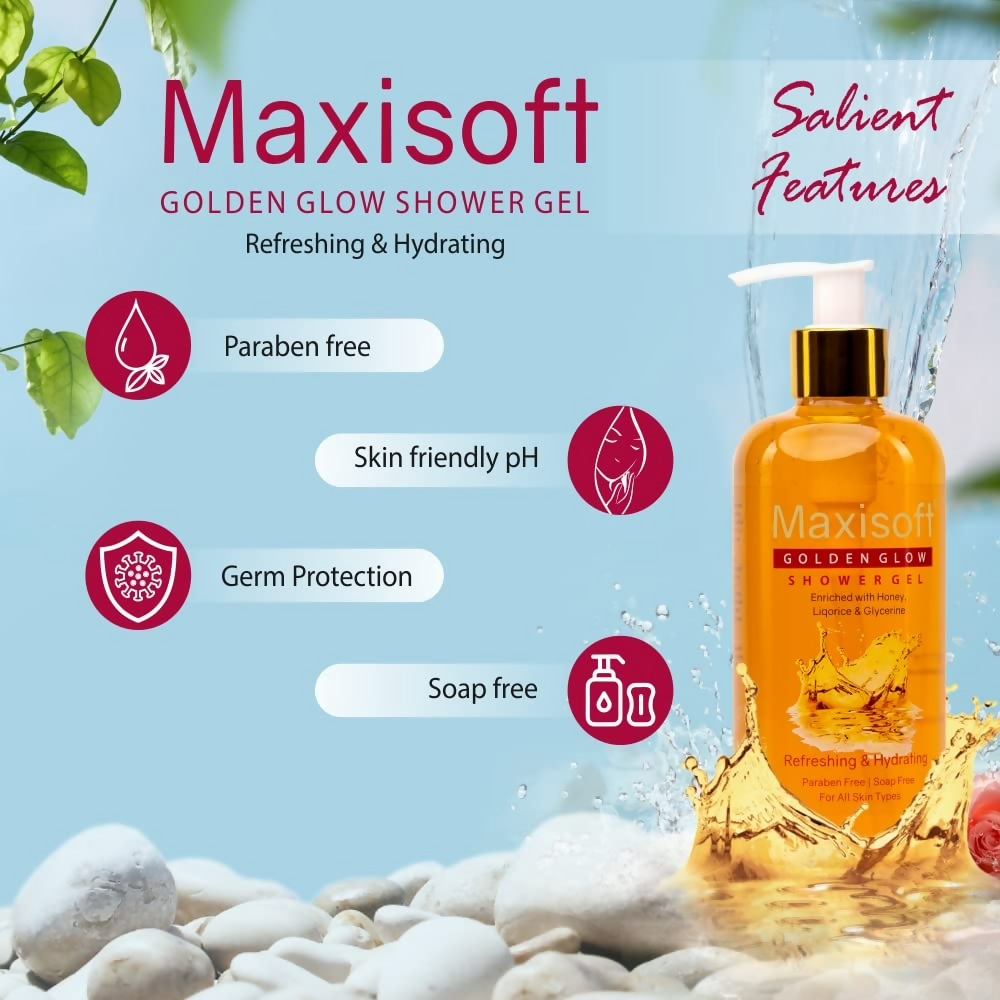 Maxisoft Golden Glow Shower Gel Refreshing & Hydrating pH Balanced