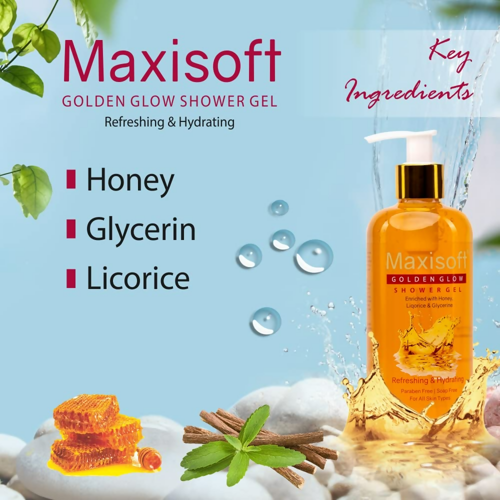 Maxisoft Golden Glow Shower Gel Refreshing & Hydrating pH Balanced