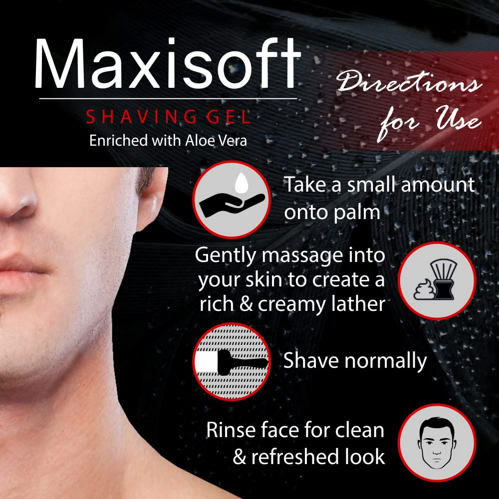 Maxisoft Shaving Gel With Aloe Vera Shea Butter Glycerine Allantoin pH Balanced