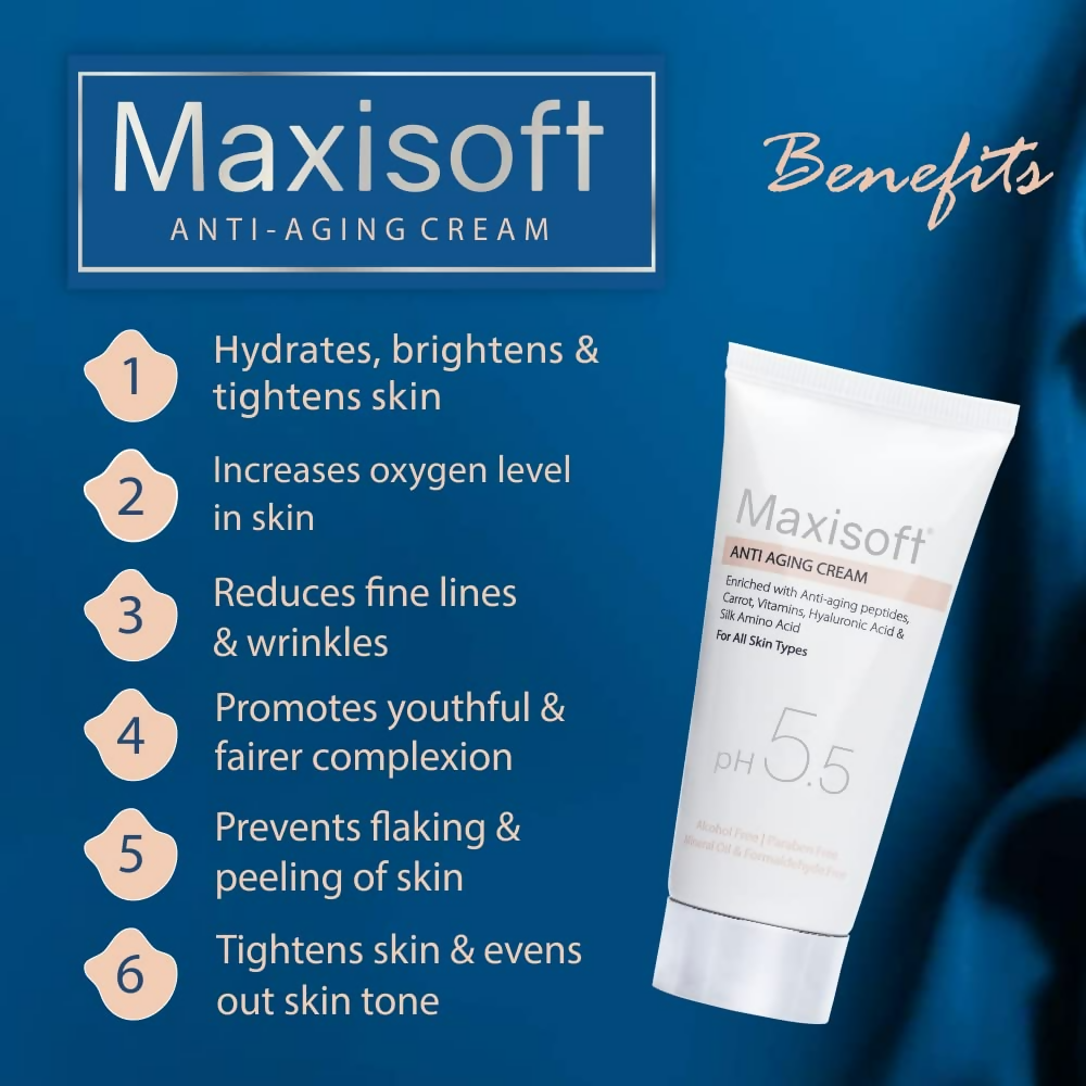 Maxisoft Anti Aging Cream Reduces Fine Lines, Wrinkles & Age Spots