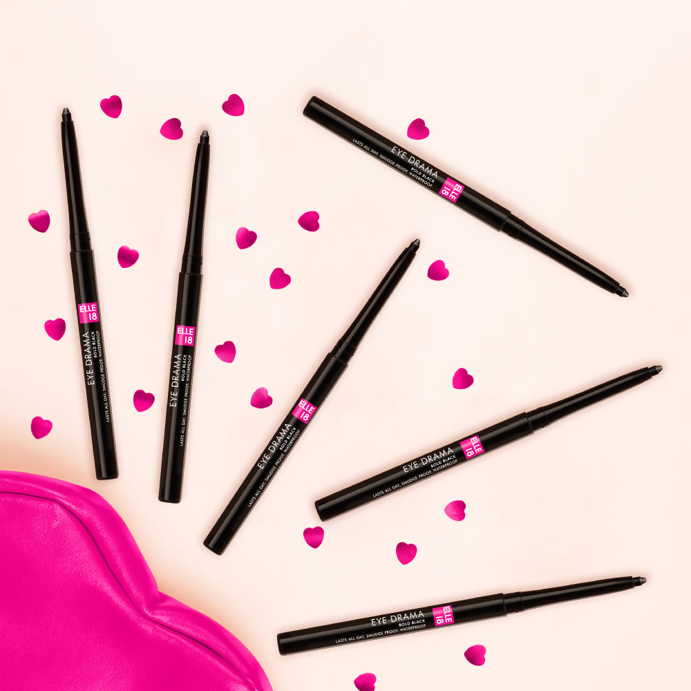 Elle 18 Eye Drama Kajal Super Black Matte Finish Deep Black