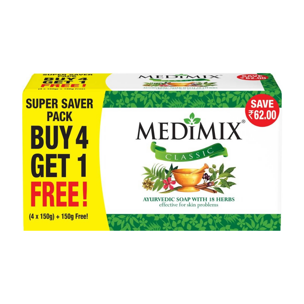 Medimix Ayurvedic Classic 18 Herbs Soap, 150 g (4 + 1 Offer Pack)