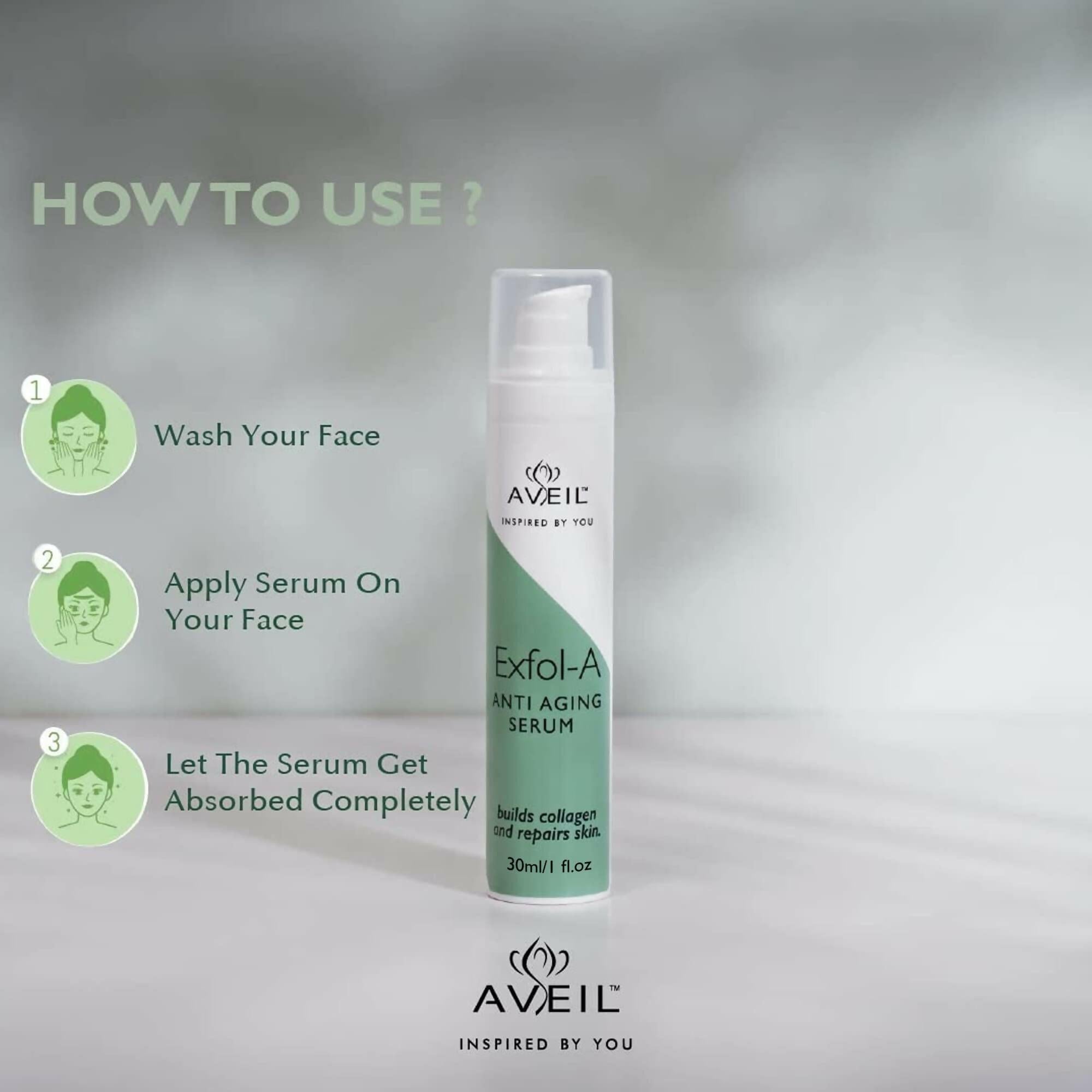 Aveil Exfol-A Anti Aging Face Serum - Renews & Repairs Skin Overnight