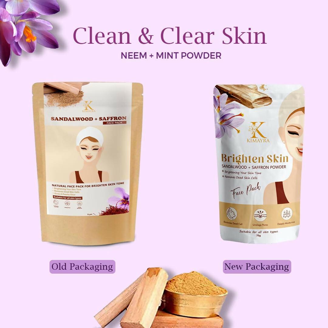 Kimayra Sandalwood + Saffron Face Pack Powder For Brighter Skin Tone, Helps In Anti-Ageing & Soothes Skin