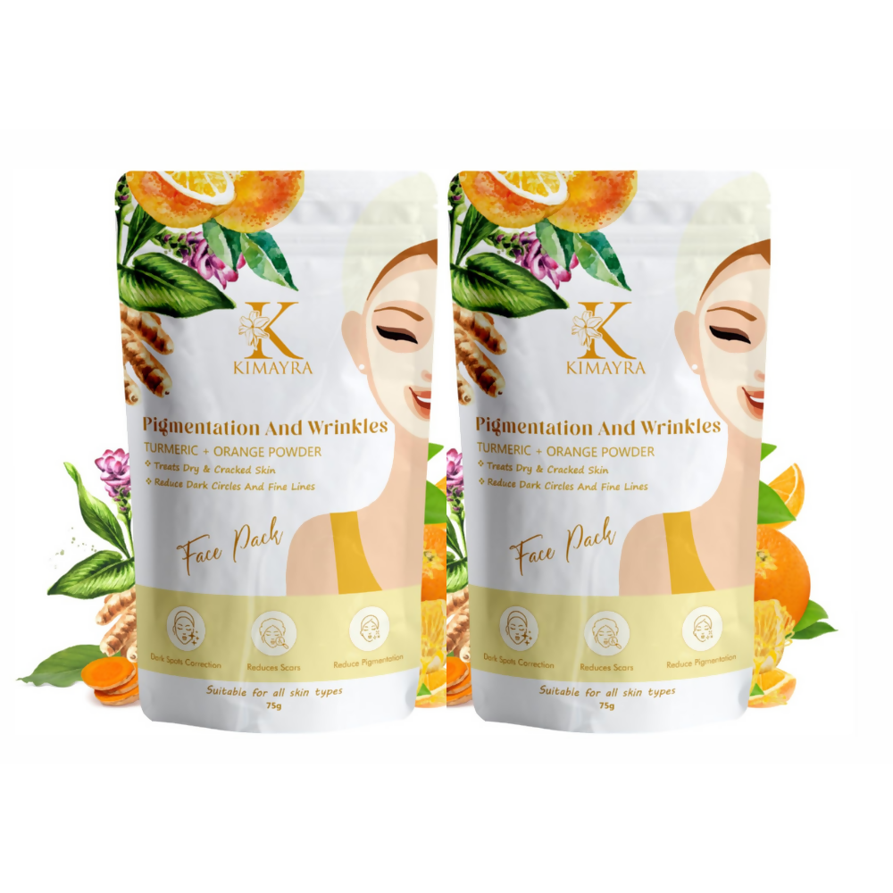 Kimayra Organic Turmeric + Orange Face Pack Powder For Brightening Skin, Help In Pigmentation, Wrinkles, Fine Lines & Scars