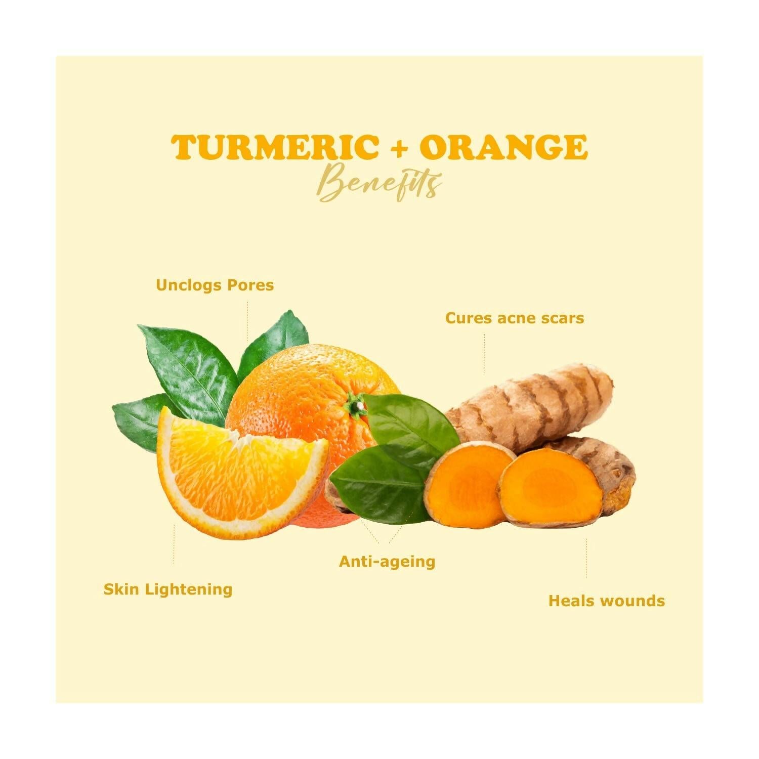 Kimayra Organic Turmeric + Orange Face Pack Powder For Brightening Skin, Help In Pigmentation, Wrinkles, Fine Lines & Scars