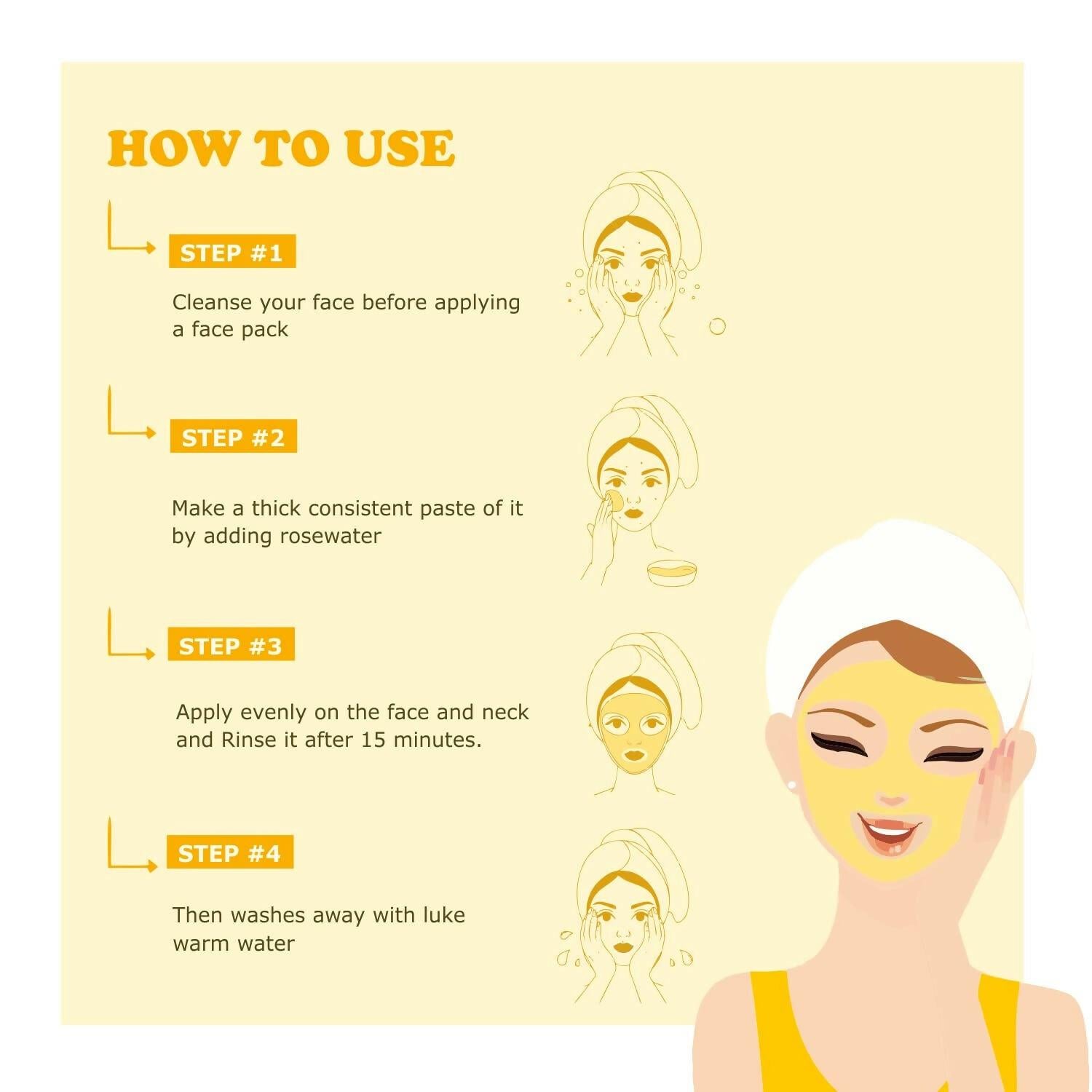 Kimayra Organic Turmeric + Orange Face Pack Powder For Brightening Skin, Help In Pigmentation, Wrinkles, Fine Lines & Scars