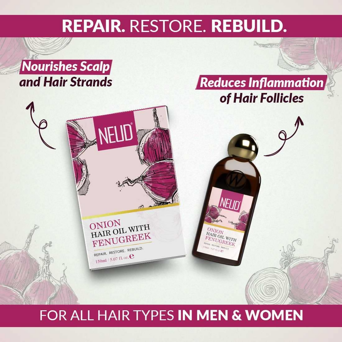 Neud Premium Onion Hair Oil with Fenugreek