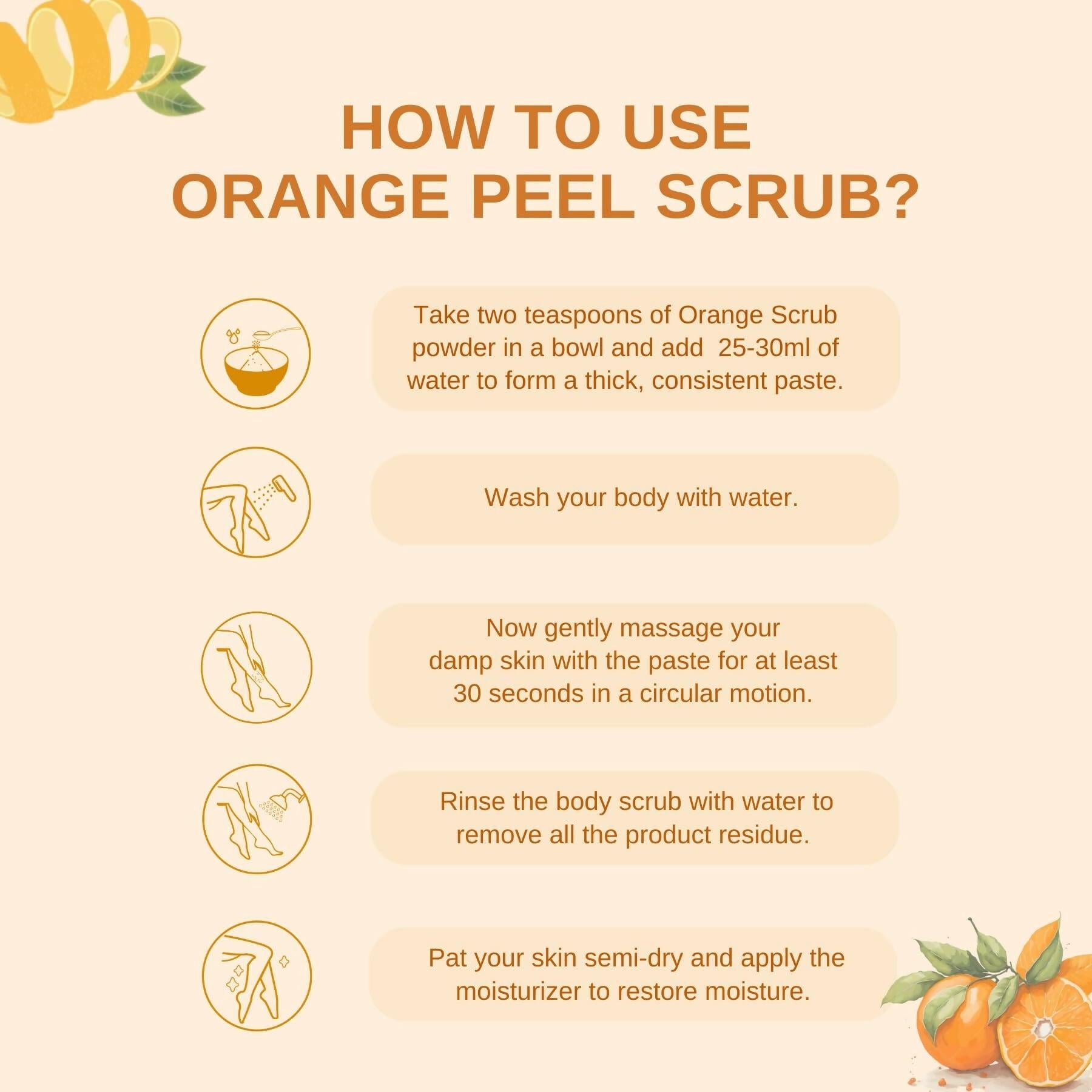 Kimayra Natural Orange Peel Face & Body Scrub For Brightens Skin Tone, Tan Removal Scrub