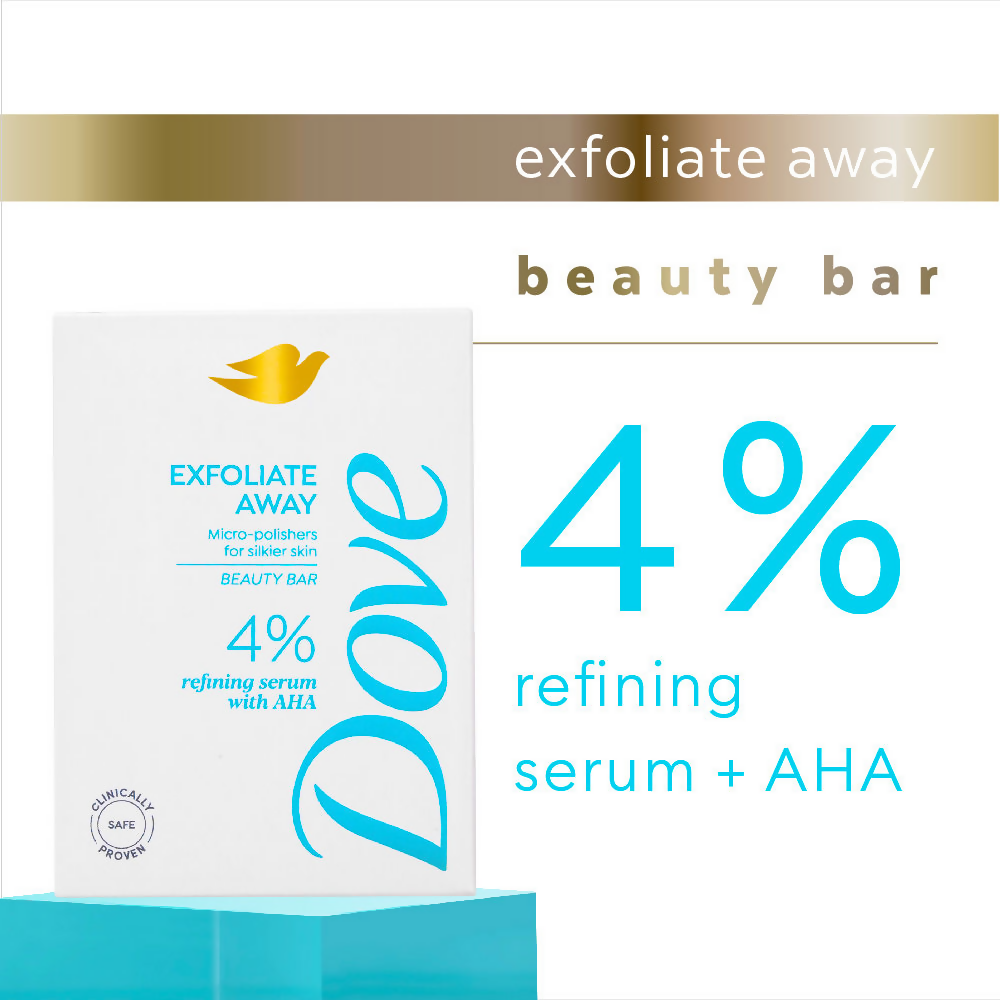 Dove Exfoliate Away Serum Beauty Bar with 4% Refining Serum + AHA