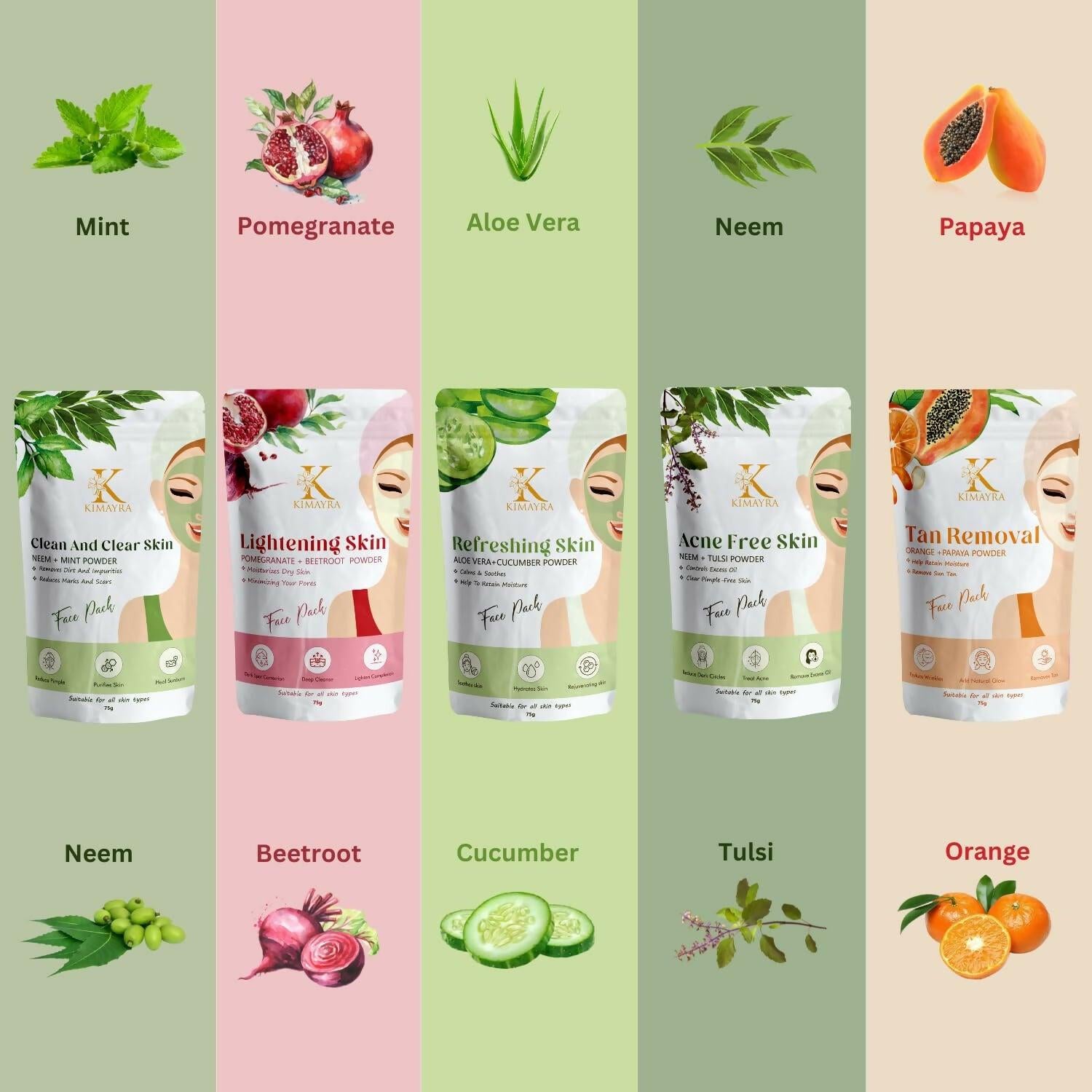 Kimayra Tanning Face Pack Combo Powder for Natural Brightening Skin