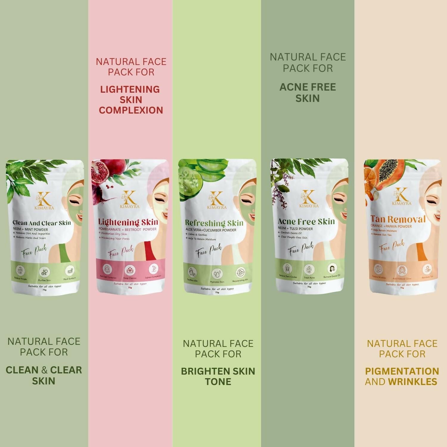 Kimayra Tanning Face Pack Combo Powder for Natural Brightening Skin