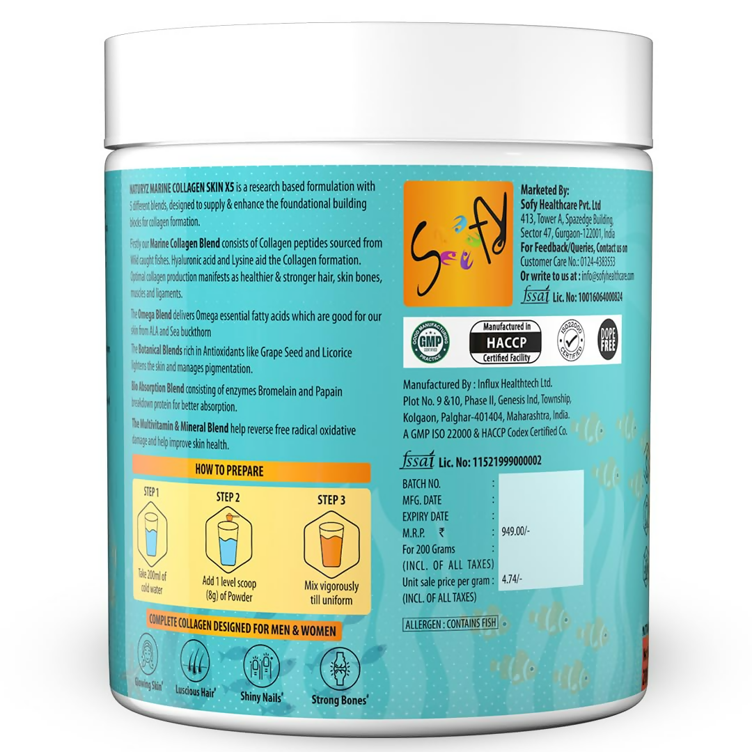 Naturyz Marine Collagen Skin X5 Power For Women & Men (Guava Flavour)