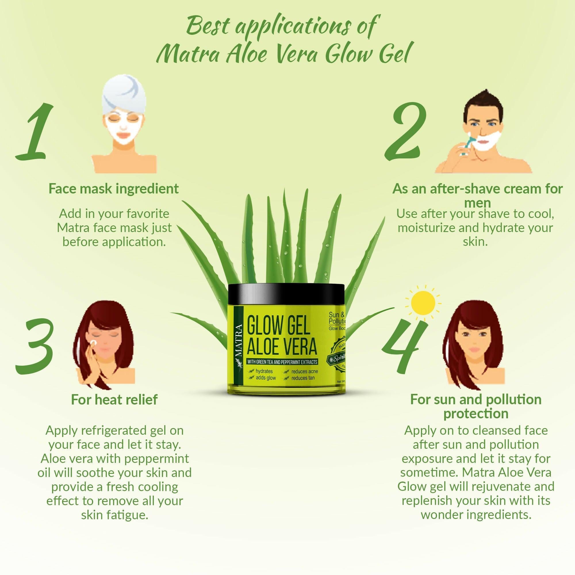 Matra Aloe Vera Glow Gel Sun & Pollution Relief with Green Tea and Peppermint Extracts