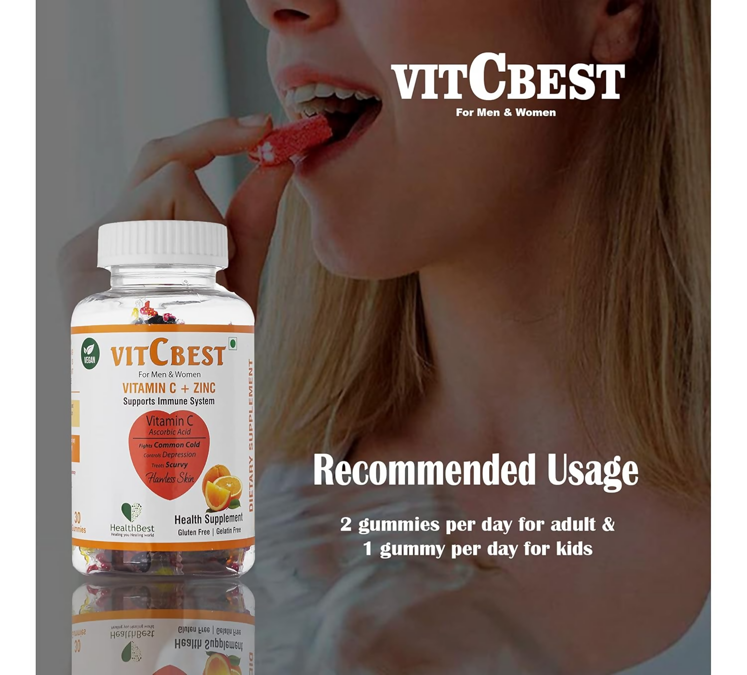 HealthBest VitCbest Vitamin C + Zinc Gummies