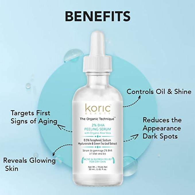 Koric Beauty 2% BHA Peeling Serum with Organic Aloevera