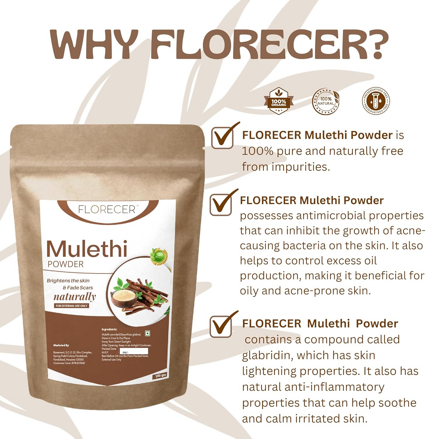 Florecer Mulethi Powder For Face
