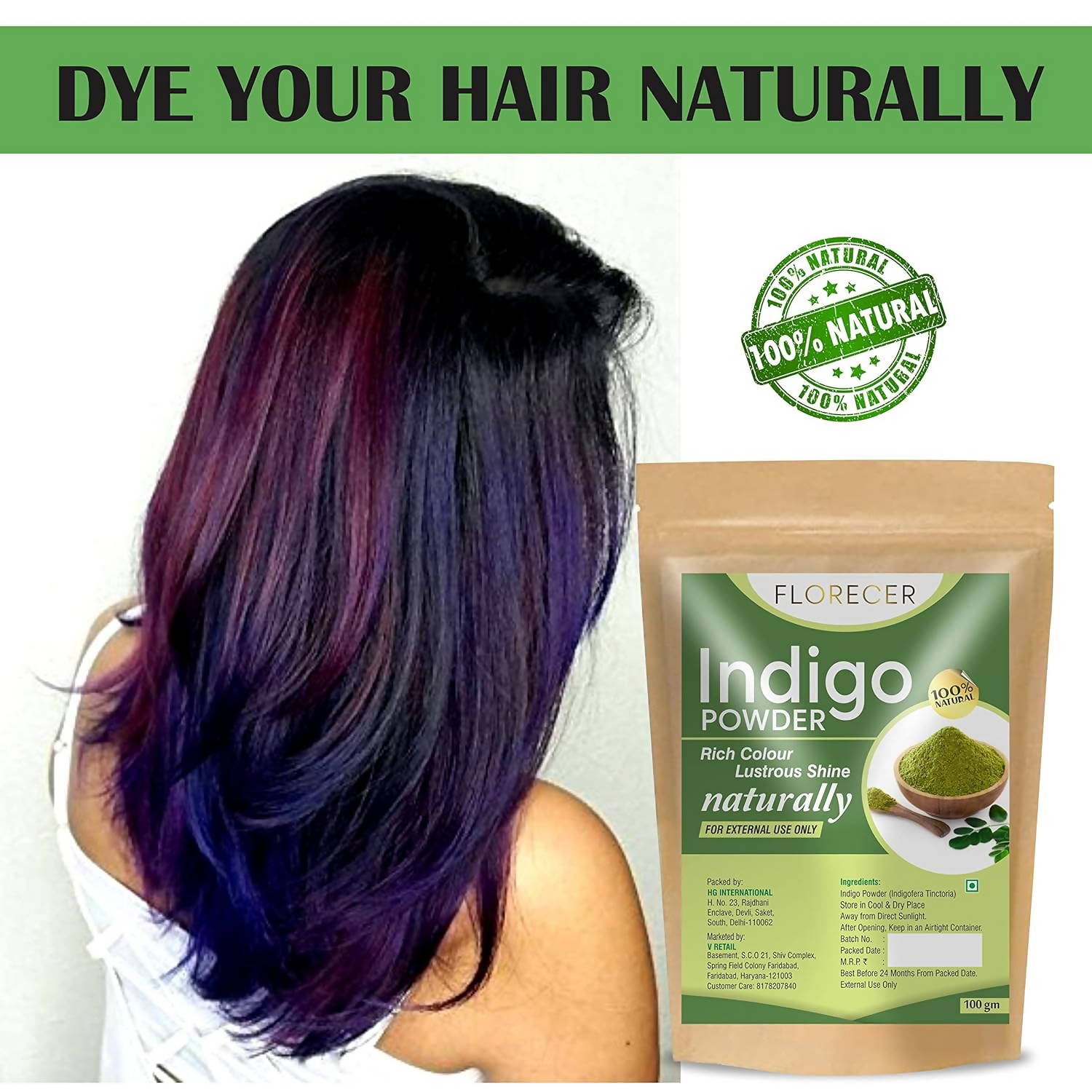 Florecer Organic Indigo Powder For Hair