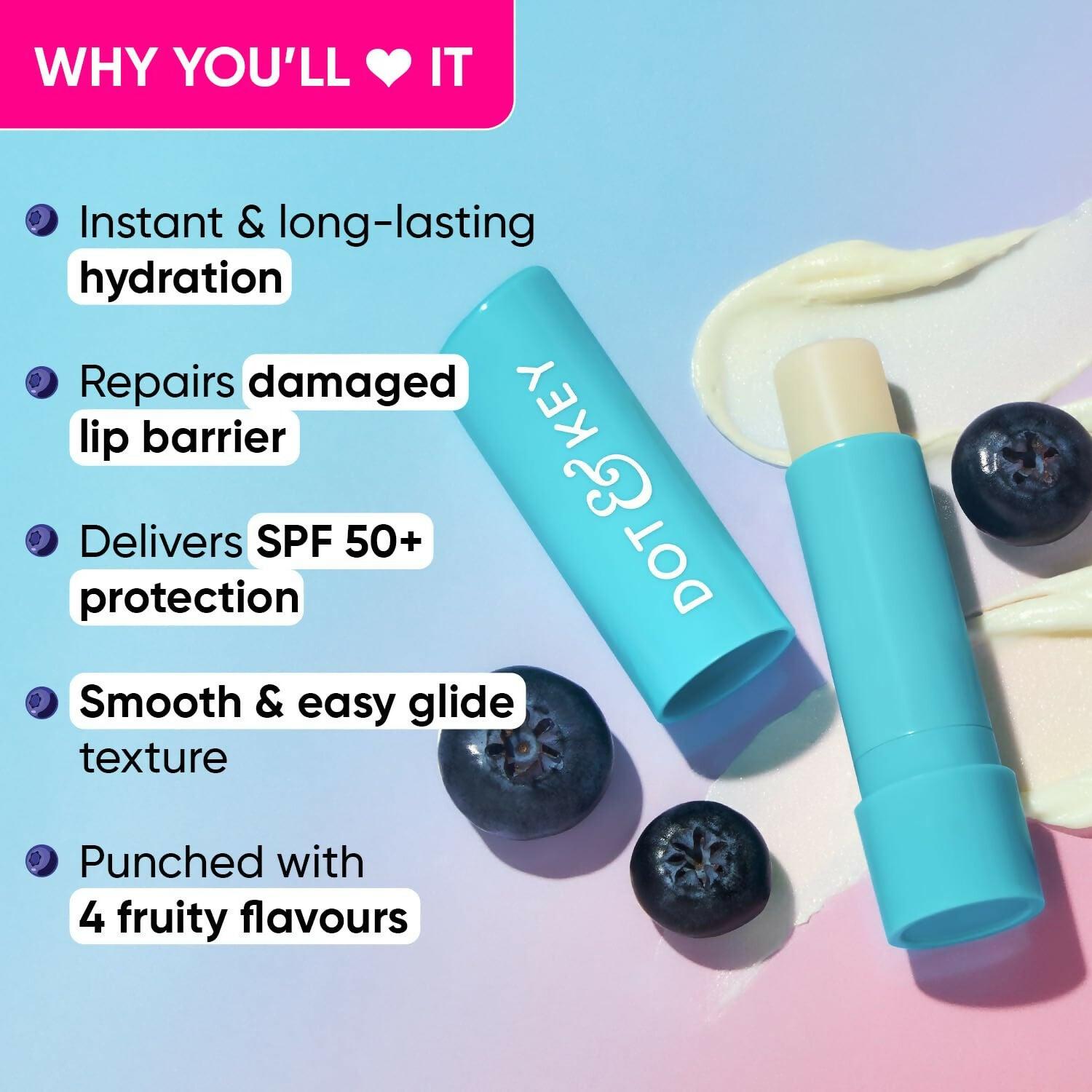 Dot & Key Barrier Repair Hydrating Lip Balm SPF 50 With Ceramides & Peptides Blueberry Bliss