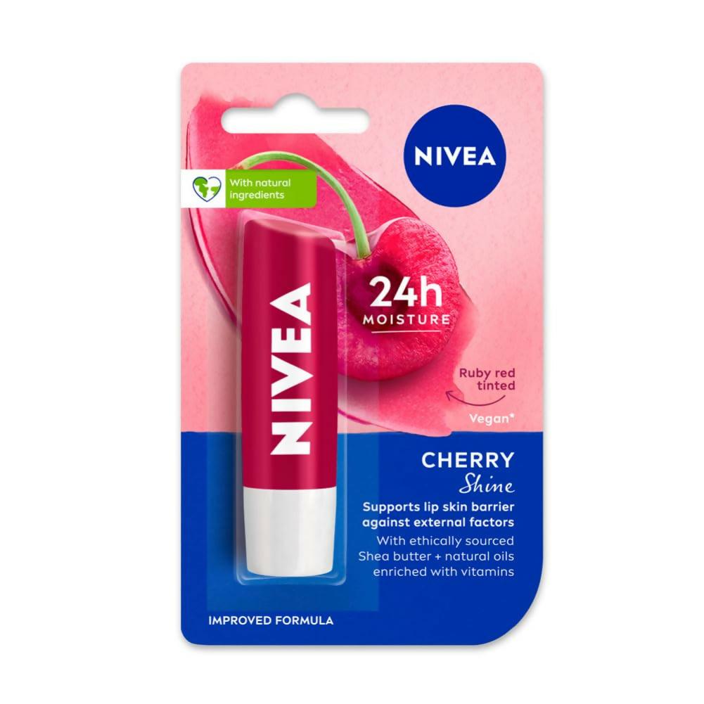Nivea Cherry Shine Lip Balm 24 H Melt in Moisture Formula Glossy Finish