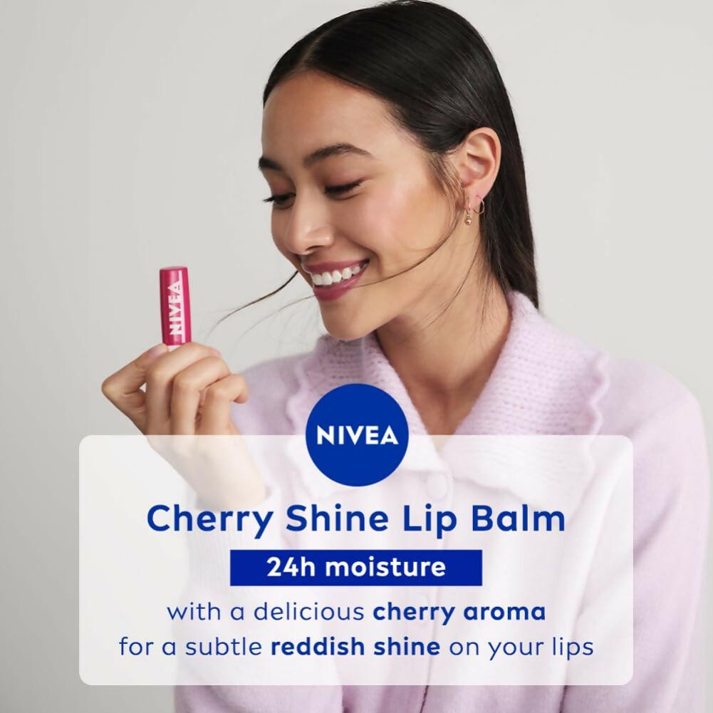 Nivea Cherry Shine Lip Balm 24 H Melt in Moisture Formula Glossy Finish