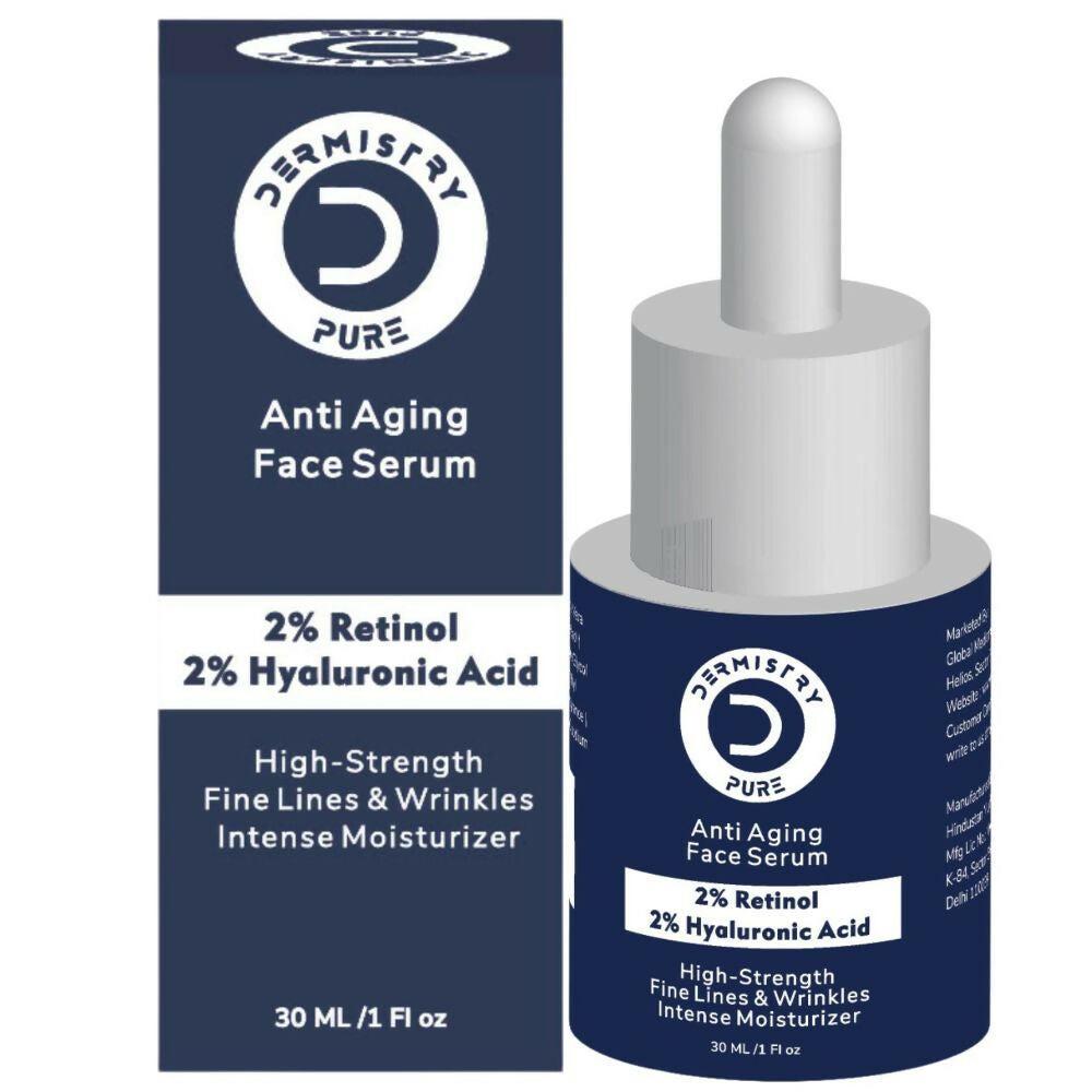 Dermistry Pure 2% Retinol 2% Hyaluronic Acid Anti Aging Moisturizer Fine Lines Wrinkles Face Serum