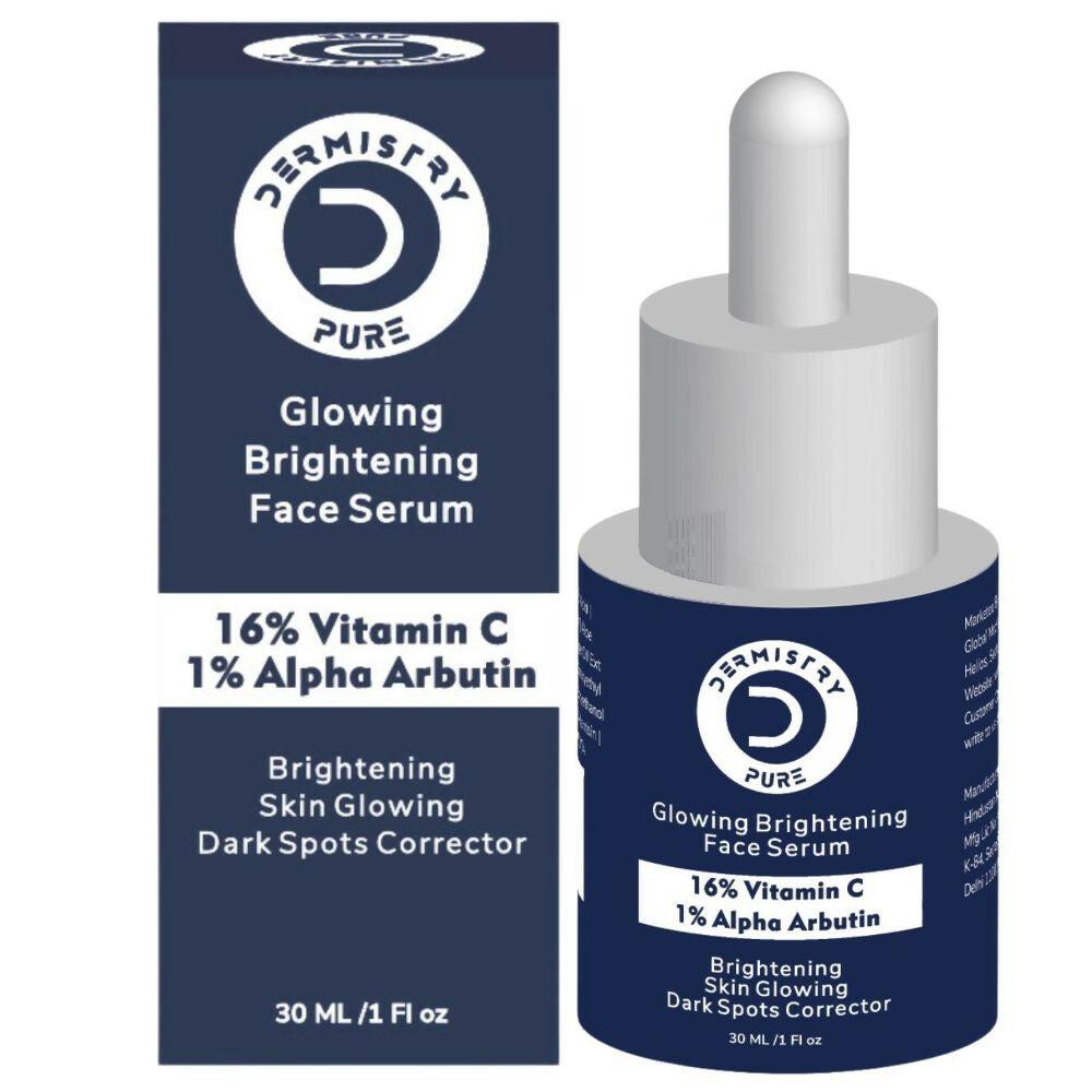 Dermistry Pure 16% Vitamin C 1% Alpha Arbutin Skin Light Bright Glowing Spot Corrector Face Serum