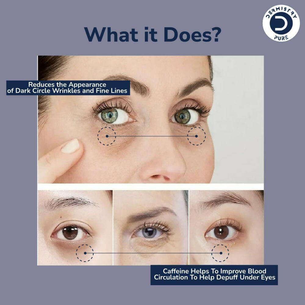 Dermistry Pure 0.6% Retinol 5% Caffeine Under Eye Serum Puffiness Fine Line Wrinkles Puffy Dark Eyes