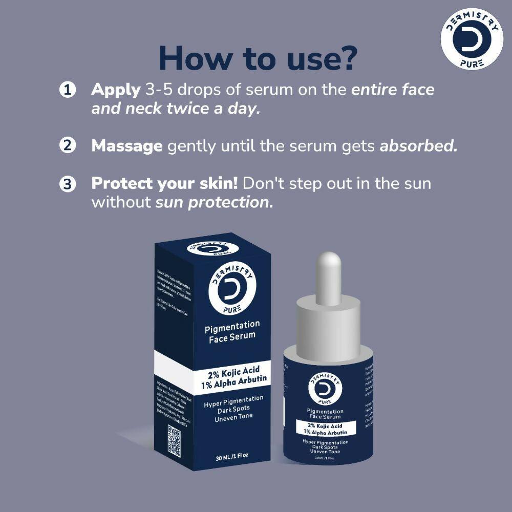 Dermistry Pure 2% Kojic Acid 1% Alpha Arbutin Instant Glowing Bright Light Pigmentation Spots Serum