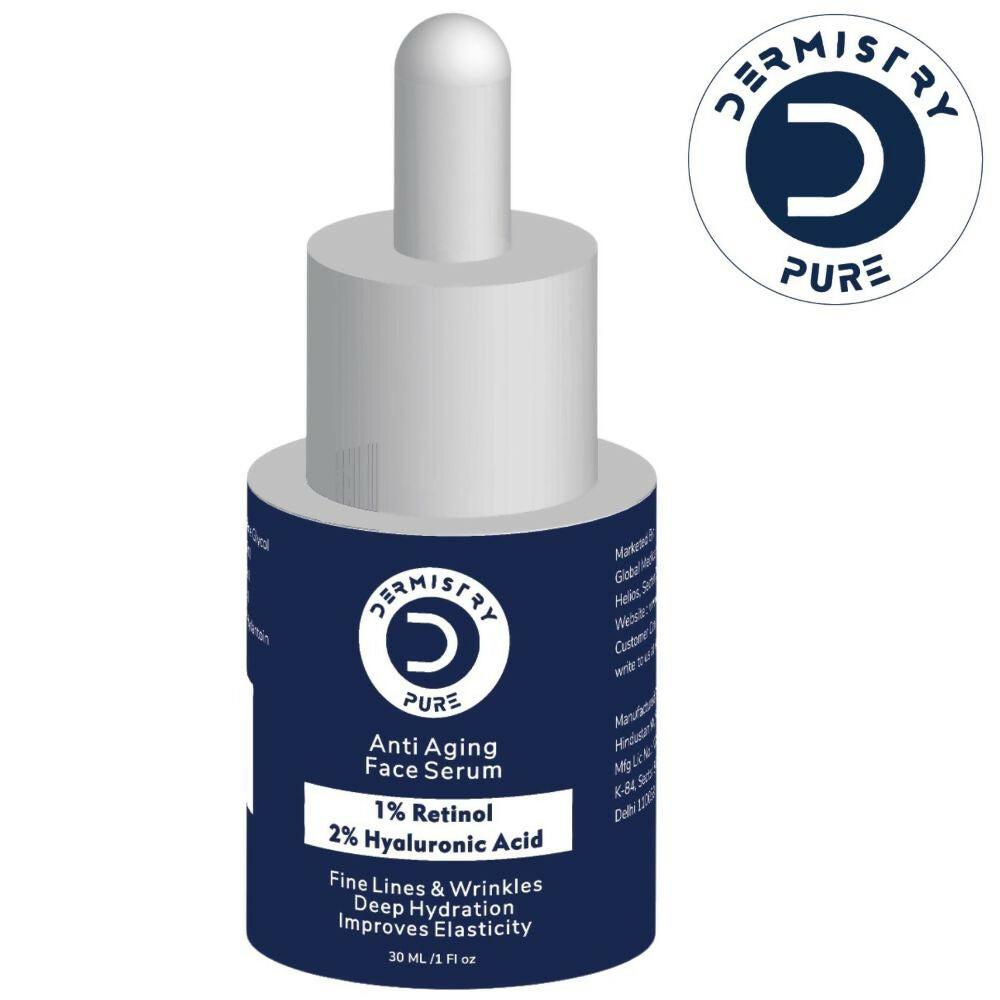 Dermistry Pure 1% Retinol 2% Hyaluronic Acid Anti Aging Moisturizer Face Serum Fine Lines & Wrinkles
