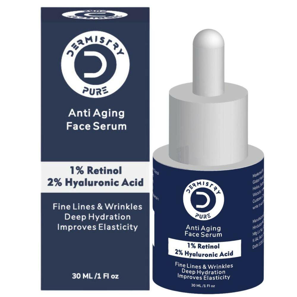 Dermistry Pure 1% Retinol 2% Hyaluronic Acid Anti Aging Moisturizer Face Serum Fine Lines & Wrinkles