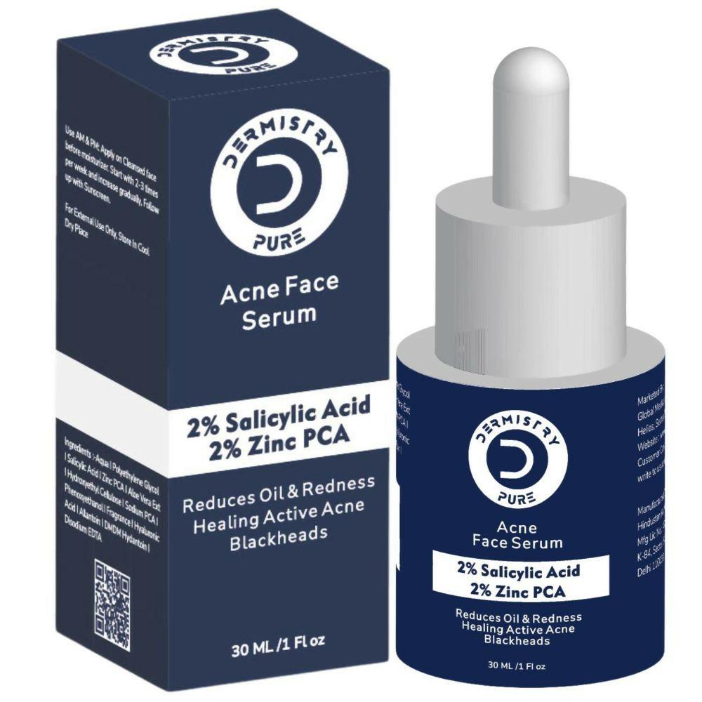 Dermistry Pure 2% Salicylic Acid 2% Zinc Face Serum For Oily Acne Prone Skin Black & Whitehead Scars