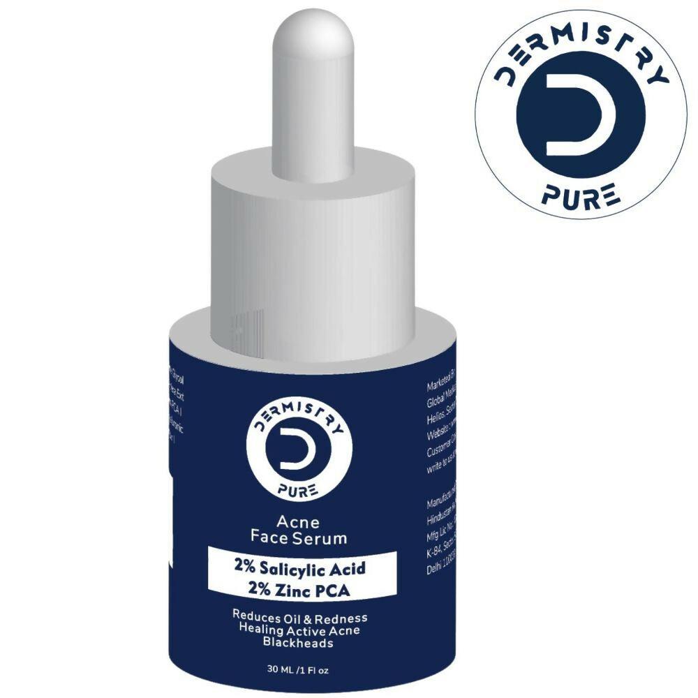 Dermistry Pure 2% Salicylic Acid 2% Zinc Face Serum For Oily Acne Prone Skin Black & Whitehead Scars