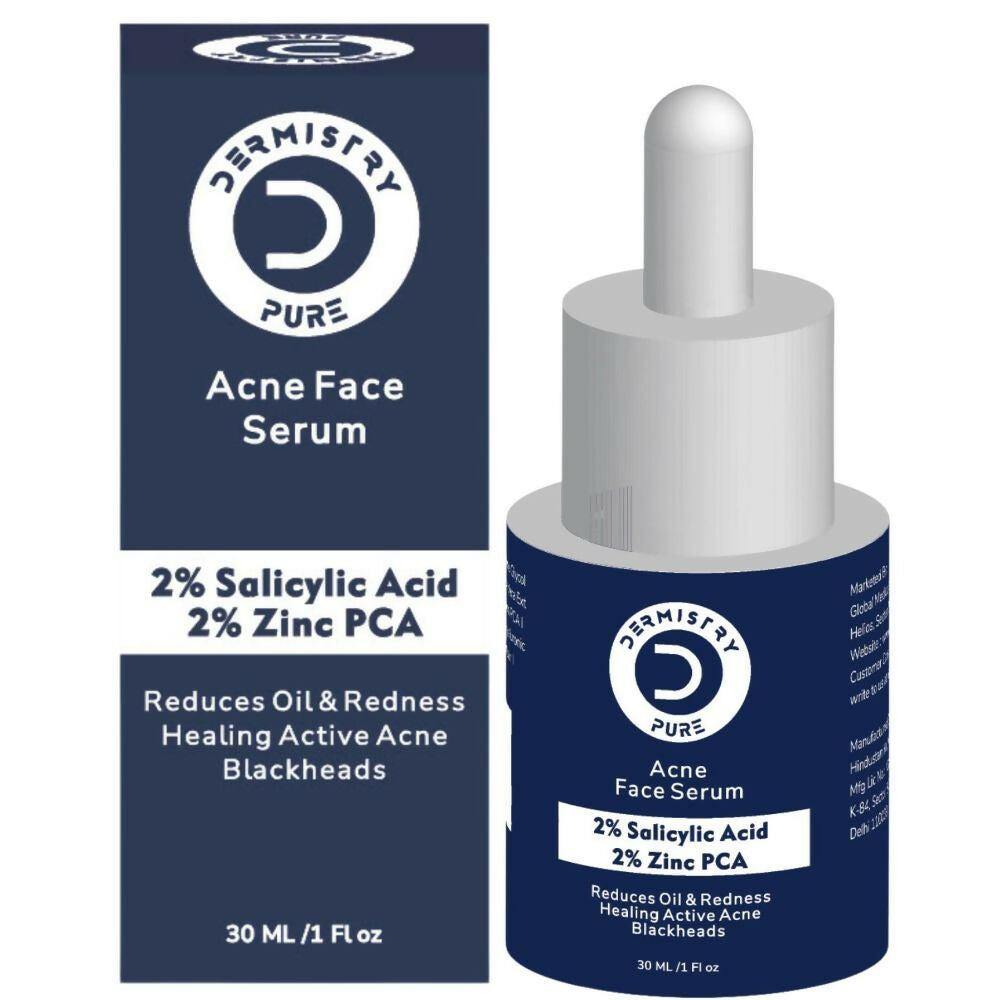 Dermistry Pure 2% Salicylic Acid 2% Zinc Face Serum For Oily Acne Prone Skin Black & Whitehead Scars