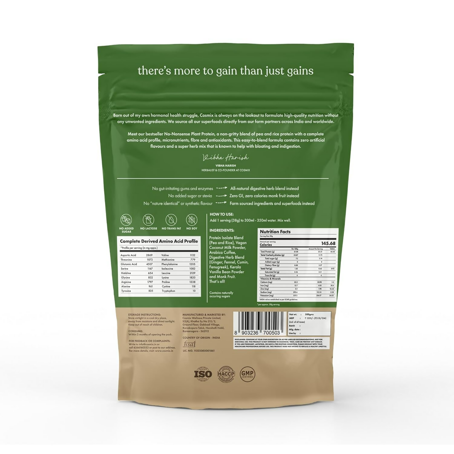 Cosmix No Nonsense Plant Protein Coconut peppermint