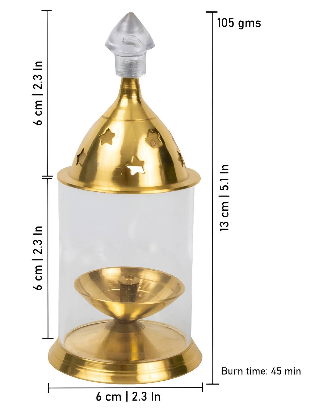 Spillbox Gold-Toned Brass Glass Udupi Diya Pooja Essential