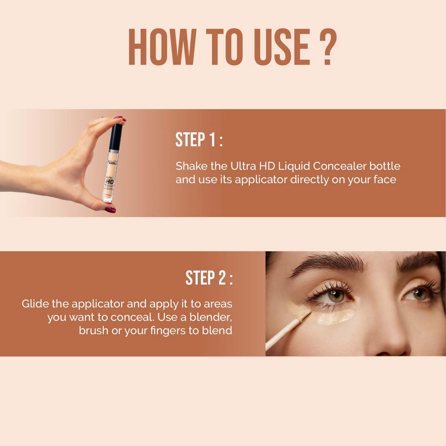 Glam21 Ultra HD Liquid Concealer for HD Finish - Toast