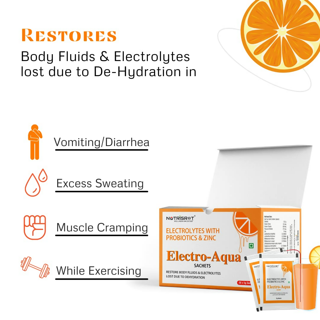 Nutrisrot Electro-Aqua Instant Hydration & Energy Drink Sachets Orange Flavour