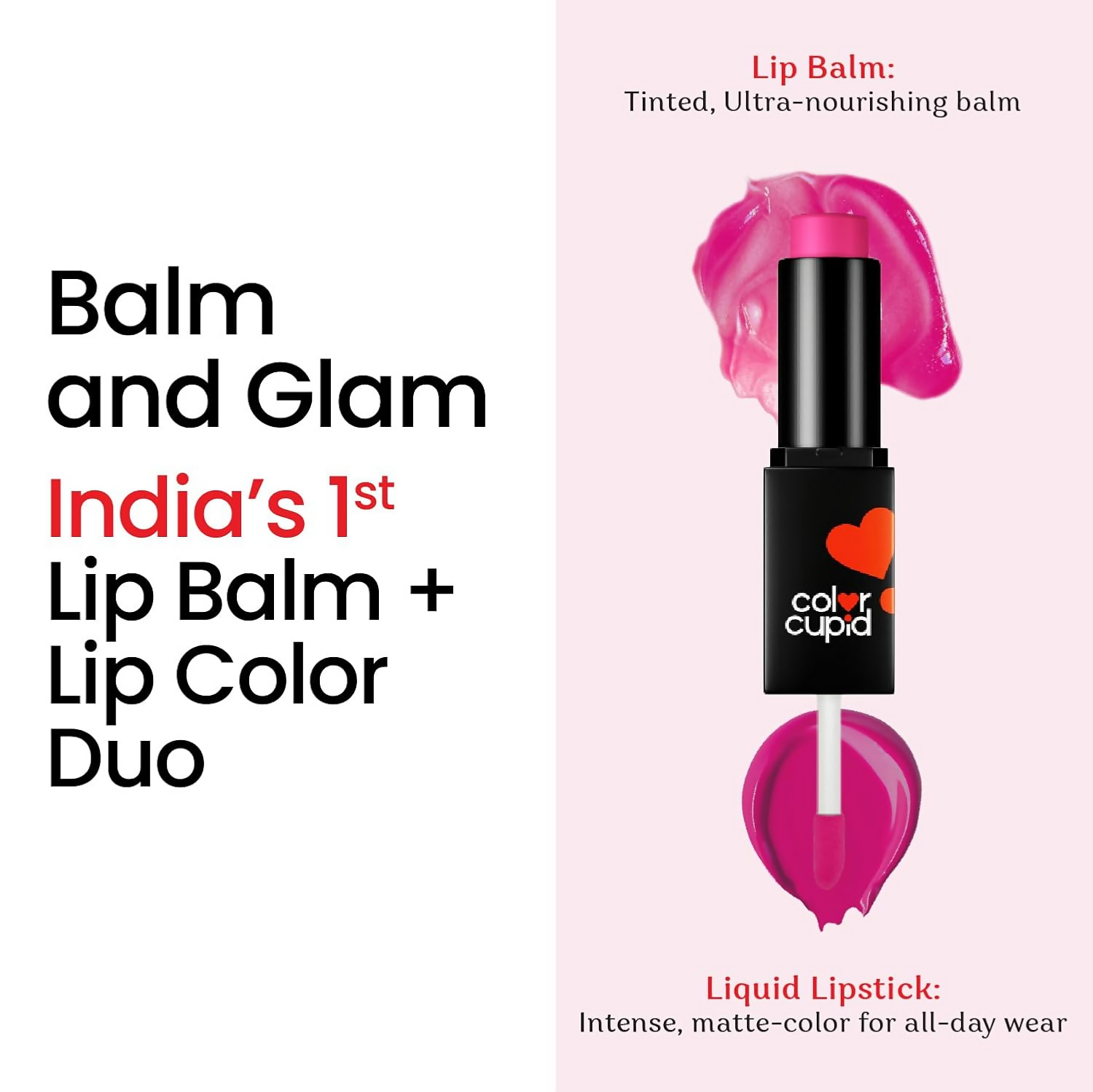 Color Cupid 2 in 1 Tinted Lip Balm + Liquid Lipstick - Flirt & Fuchsia