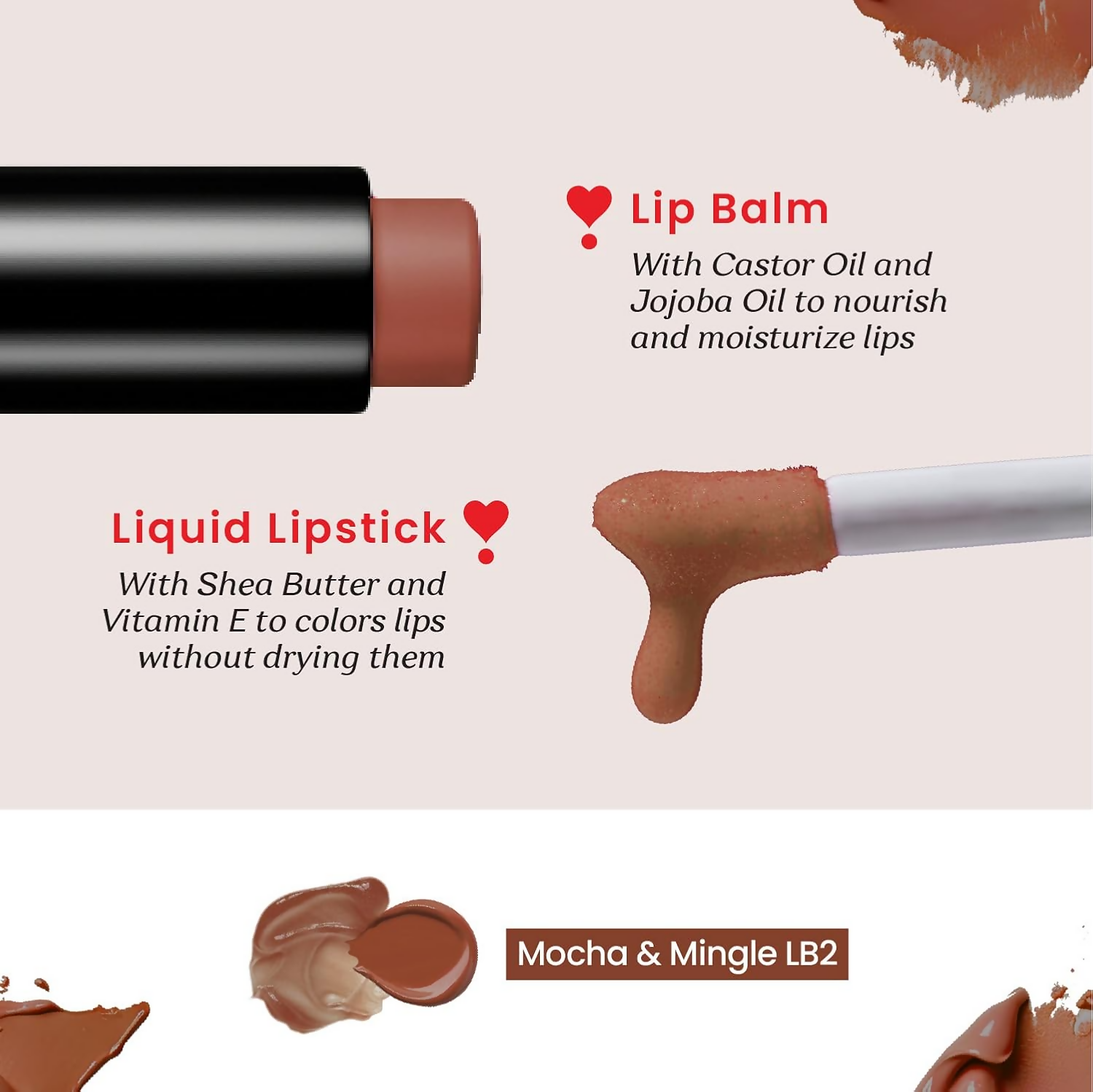 Color Cupid 2 in 1 Tinted Lip Balm + Liquid Lipstick - Mocha & Mingle