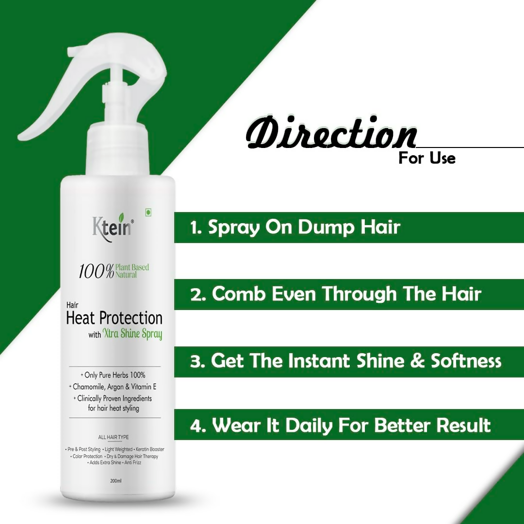 ktein 100% Plant Based Natural Hair Heat Protection with Xtra Shine Spray Hair Spray