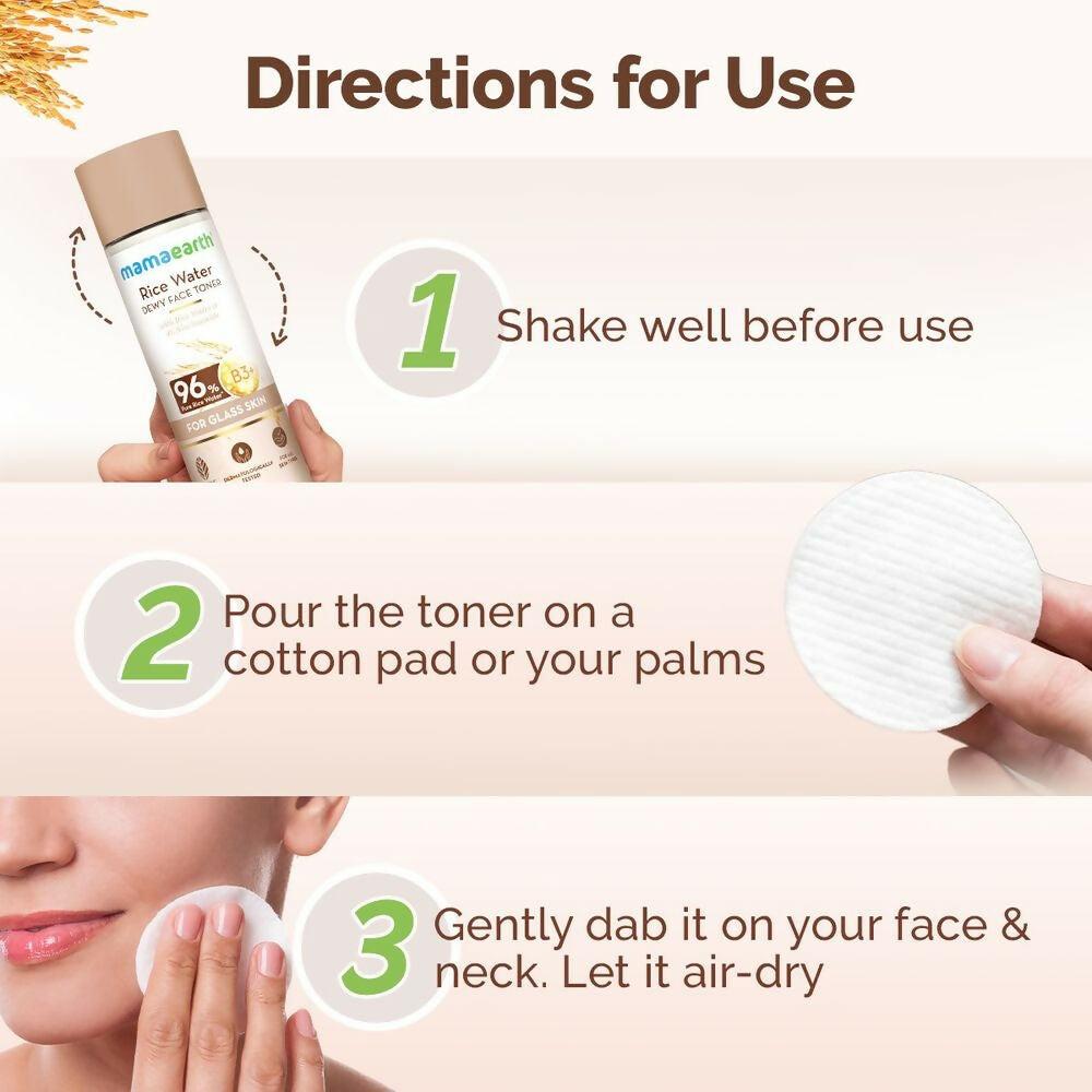 Mamaearth Rice Water Dewy Face Toner with 96% Pure Rice Water Extract & 4% Niacinamide for Glass Skin