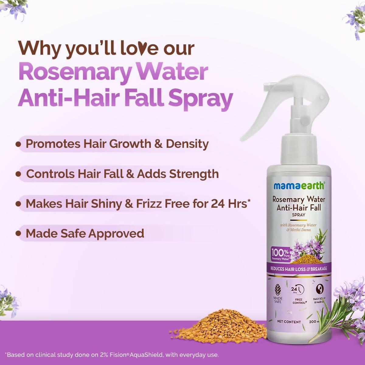 Mamaearth Rosemary Water Anti-Hair Fall Spray with 100% Pure Steam Distilled Rosemary Water & Methi Dana for Hair