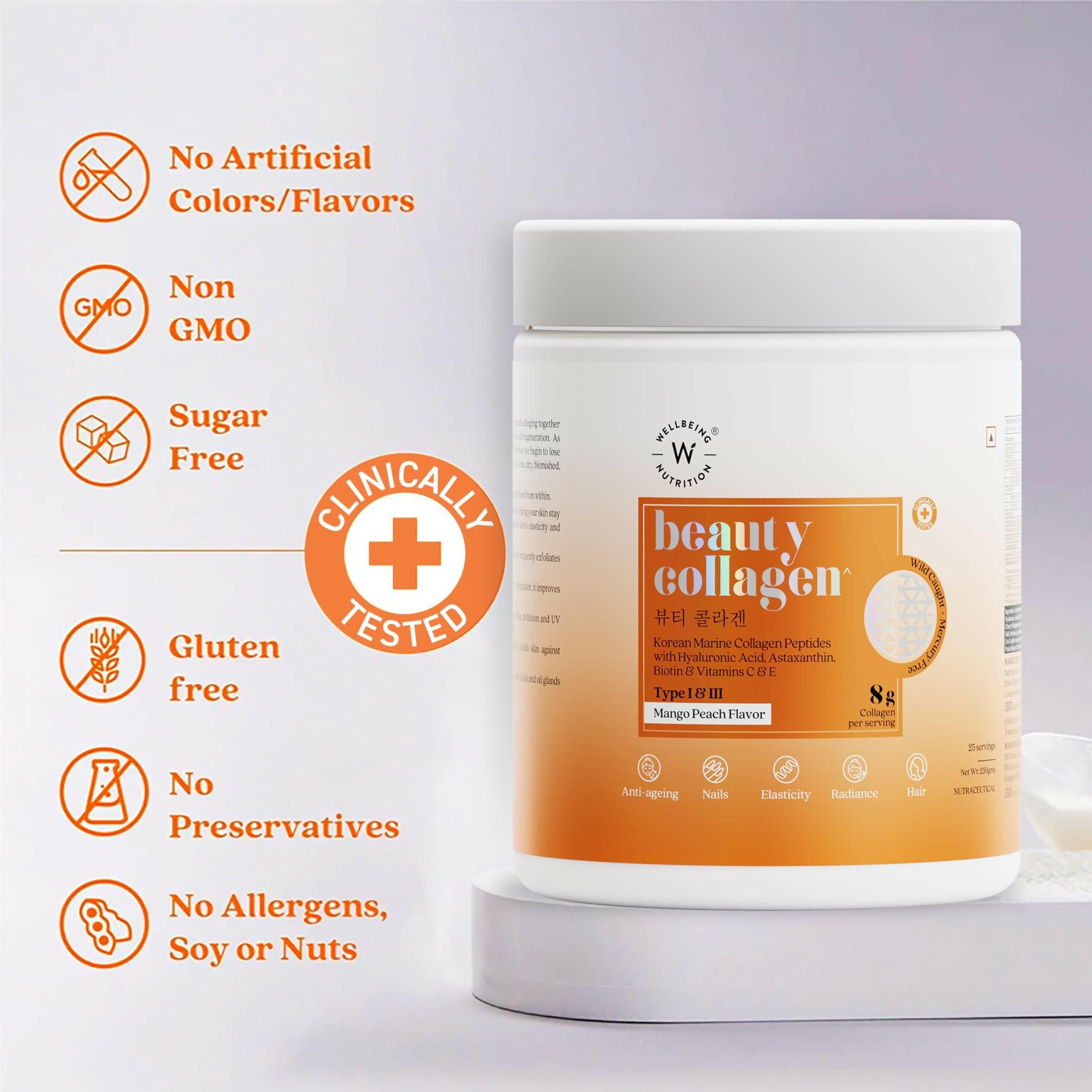 Wellbeing Nutrition Glow Korean Marine & Beauty Collagen Combo: Tropical Bliss & Mango Peach Flavor